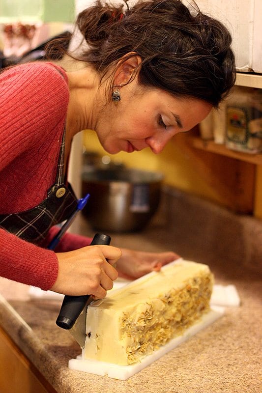 Rachel making handmade soap